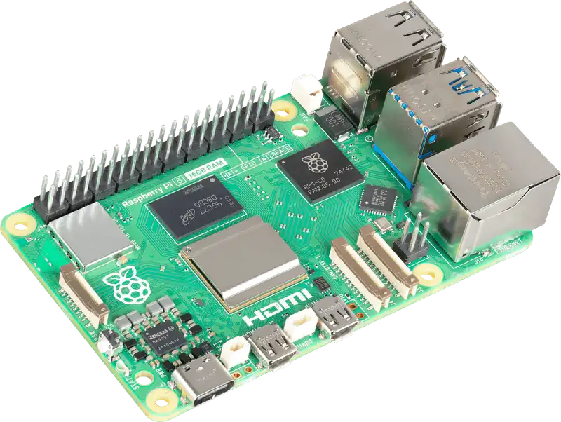 Raspberry Pi 5, photographie promotionnelle par le vendeur Raspberrypi.com